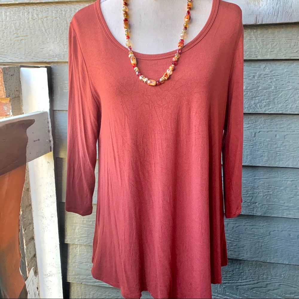 Corvia Lady's Scoop Neck Top with 3/4L Sleeves L